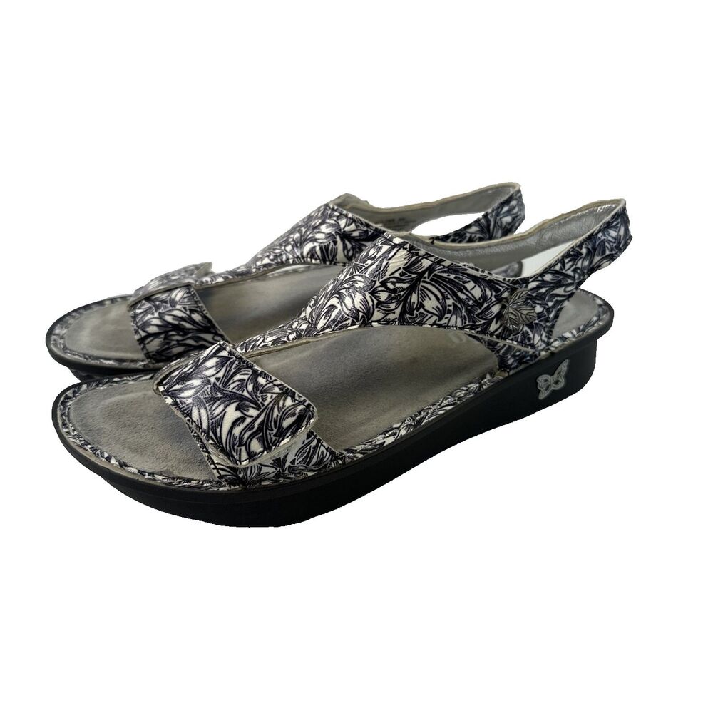 Alegria Kendra Sandals KEN-769 Comfort Black White Floral Adjustable 40 9.5-10